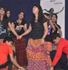 Girls of Class X1 & boys of Class VII performing the Bamboo dance of the North East.